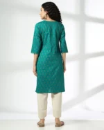 Women Block Print Straight Kurta - Image 3