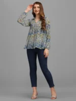 ABSTRACT GEOMETRICAL PRINTED WOMEN'S TOP - Image 2